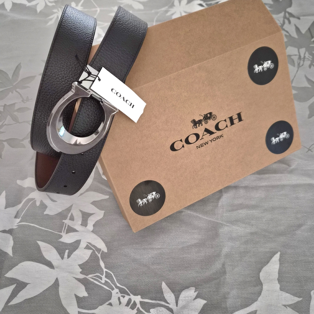 Coach Black Leather Men's Belt